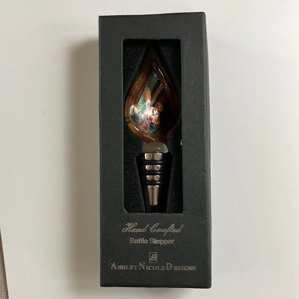 Hand Crafted wine Bottle Stop Handblown Glass